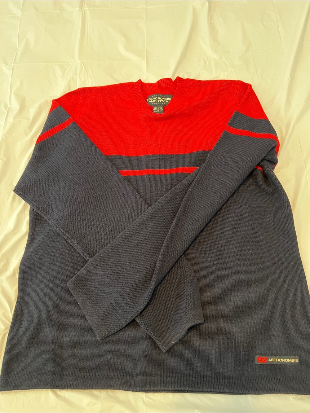 Abercrombie & Fitch Men's Crewneck Sweater — Red & Navy